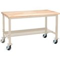Global Equipment Mobile Production Workbench w/ Maple Safety Edge Top, 72"W x 30"D, Tan 253990TN